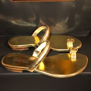 Michael Michael Kors gold toe ring sandals
